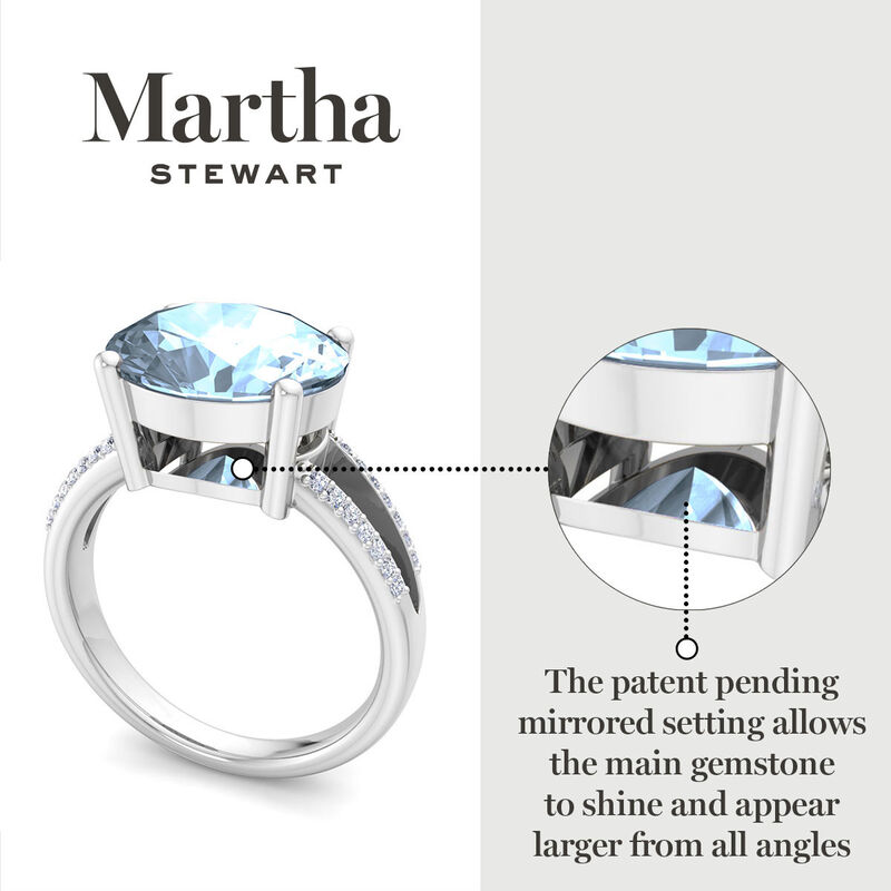 Martha Stewart 4 1/2ctw. Oval Aquamarine & Lab Grown Diamond Ring In Sterling Silver image number null